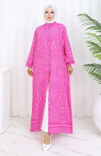 Viskose Kleid Mit Knöpfen 2095-03 Fuchsie 2095-03