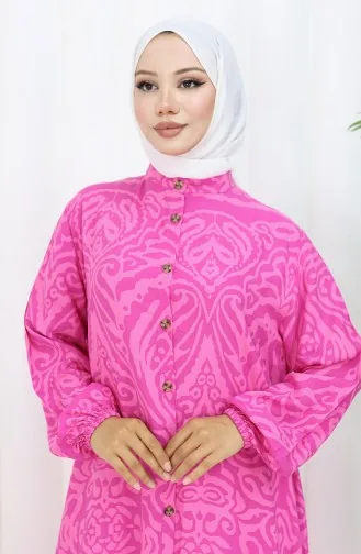 Viskose Kleid Mit Knöpfen 2095-03 Fuchsie 2095-03