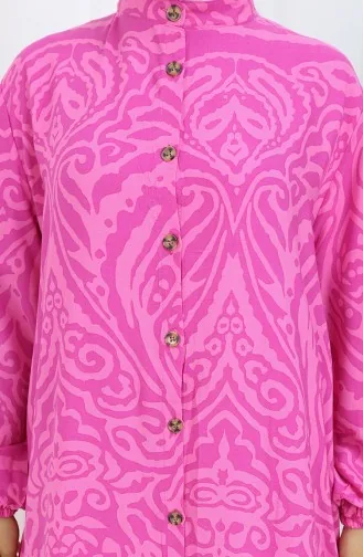 Viskose Kleid Mit Knöpfen 2095-03 Fuchsie 2095-03