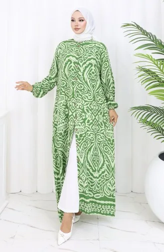 Viskose Kleid Mit Knöpfen 2095-05 Khaki Grün 2095-05