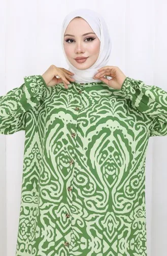 Viskose Kleid Mit Knöpfen 2095-05 Khaki Grün 2095-05