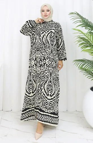 Viskose Kleid Mit Knöpfen 2095-06 Schwarz 2095-06