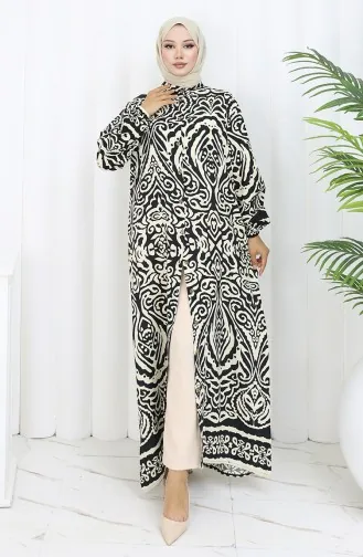 Viskose Kleid Mit Knöpfen 2095-06 Schwarz 2095-06