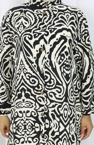 Viskose Kleid Mit Knöpfen 2095-06 Schwarz 2095-06