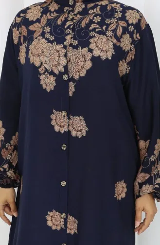 Buttoned Viscose Dress 2096-01 Navy Blue 2096-01