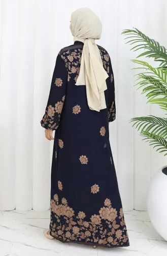 Buttoned Viscose Dress 2096-01 Navy Blue 2096-01
