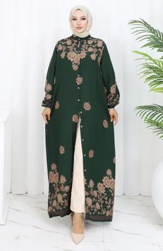 Viskose Kleid Mit Knöpfen 2096-02 Smaragdgrün 2096-02