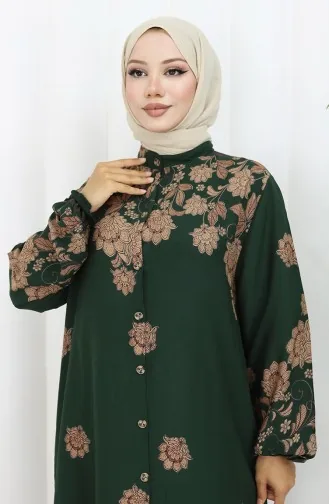 Viskose Kleid Mit Knöpfen 2096-02 Smaragdgrün 2096-02