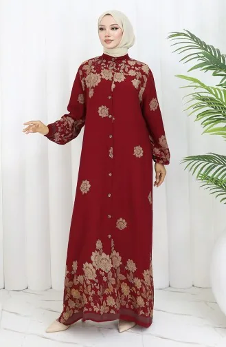 Buttoned Viscose Dress 2096-03 Claret Red 2096-03