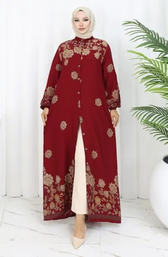 Buttoned Viscose Dress 2096-03 Claret Red 2096-03