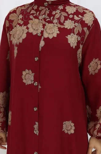 Buttoned Viscose Dress 2096-03 Claret Red 2096-03