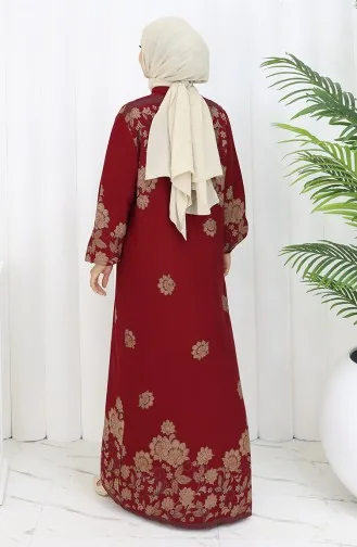 Buttoned Viscose Dress 2096-03 Claret Red 2096-03
