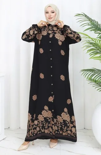 Viskose Kleid Mit Knöpfen 2096-04 Schwarz 2096-04