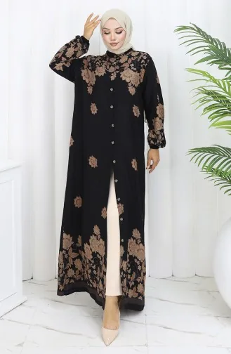 Viskose Kleid Mit Knöpfen 2096-04 Schwarz 2096-04