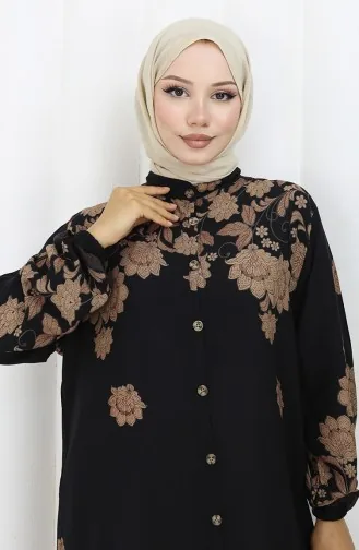 Viskose Kleid Mit Knöpfen 2096-04 Schwarz 2096-04