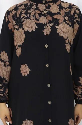 Viskose Kleid Mit Knöpfen 2096-04 Schwarz 2096-04