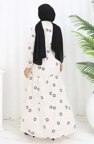 Robe En Lin à Demi-boutonnage 2097-01 Beige Noir 2097-01