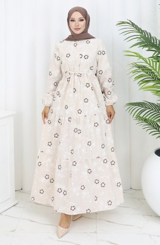 Beige Hijab Kleider 2097-02