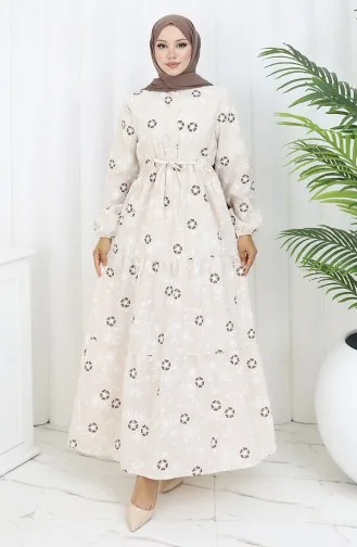 Robe En Lin à Demi-boutonnage 2097-02 Beige Marron 2097-02