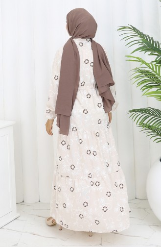 Beige Hijab Kleider 2097-02
