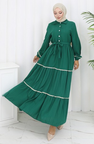 Robe Hijab Vert emeraude 2098-04