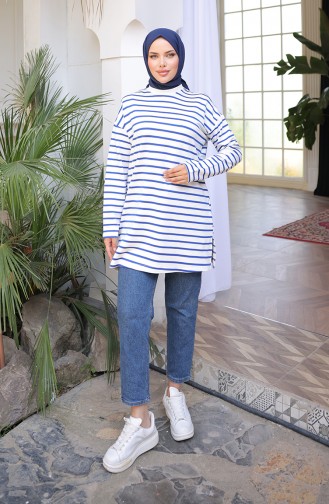 Çizgili Spor Tunik 71295-04 Saks
