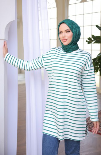 Çizgili Spor Tunik 71295-07 Yeşil
