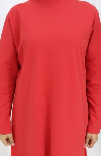 Rahat Kesim Cotton Sade Tunik 8757-01 Kırmızı