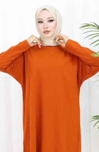Tunique Unie En Coton Coupe Décontractée 8757-03 Brique 8757-03