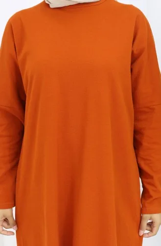 Tunique Unie En Coton Coupe Décontractée 8757-03 Brique 8757-03
