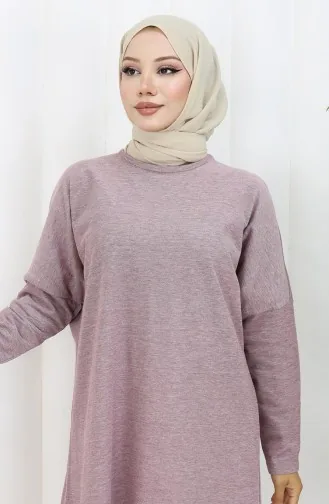 تونيك قطني سادة بقصّة مريحة 8757-05 لون أرجواني فاتح 8757-05
