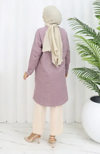 تونيك قطني سادة بقصّة مريحة 8757-05 لون أرجواني فاتح 8757-05