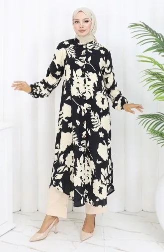 Buttoned Long Tunic 0111-03 Black 0111-03