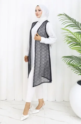 Dantelli Dar Kesim Yelek 8760-01 Lacivert