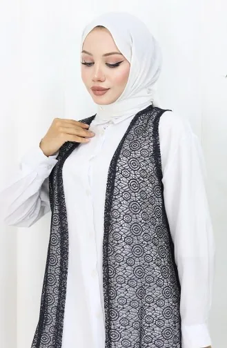 Dantelli Dar Kesim Yelek 8760-01 Lacivert