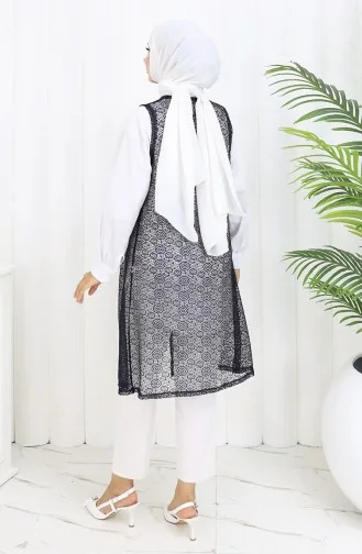 Dantelli Dar Kesim Yelek 8760-01 Lacivert