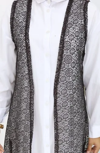 Dantelli Dar Kesim Yelek 8760-02 Kahverengi 8760-02