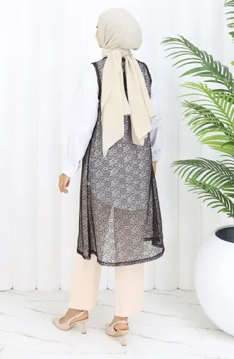 Dantelli Dar Kesim Yelek 8760-02 Kahverengi 8760-02