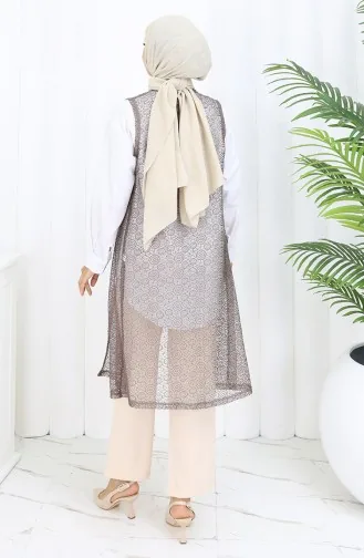 Dantelli Dar Kesim Yelek 8760-04 Sütlü kahve