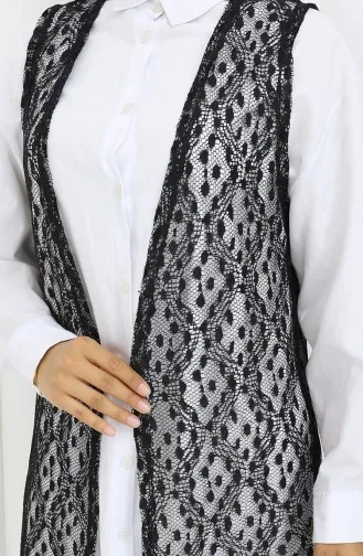 Dantelli Dar Kesim Yelek 8761-01 Siyah 8761-01