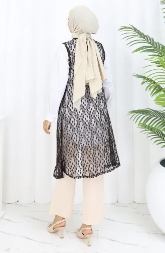 Dantelli Dar Kesim Yelek 8761-02 Kahverengi 8761-02