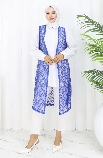 Dantelli Dar Kesim Yelek 8761-04 Saks 8761-04