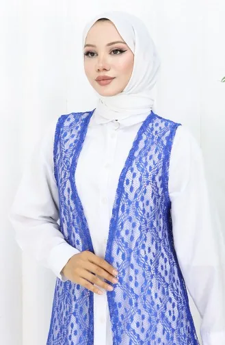 Dantelli Dar Kesim Yelek 8761-04 Saks 8761-04