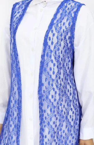 Dantelli Dar Kesim Yelek 8761-04 Saks 8761-04