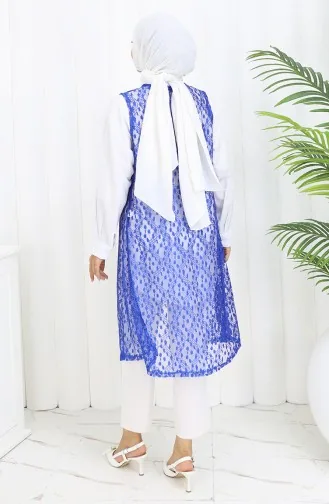 Dantelli Dar Kesim Yelek 8761-04 Saks 8761-04