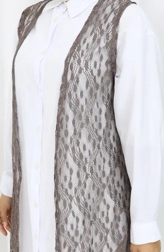 Dantelli Dar Kesim Yelek 8761-05 Sütlü Kahve 8761-05