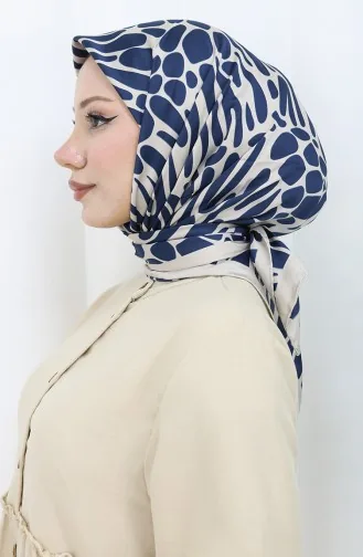 وشاح رايون رقمي 70302-01 أزرق داكن بيج 70302-01