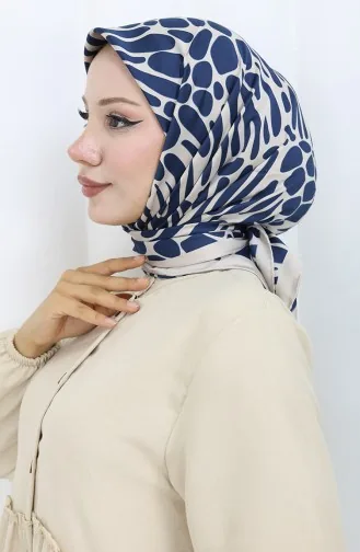 وشاح رايون رقمي 70302-01 أزرق داكن بيج 70302-01