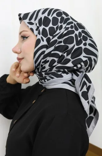 وشاح رايون رقمي 70302-07 أسود فضي رمادي 70302-07