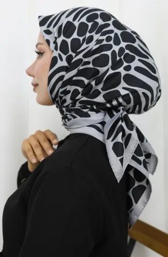 وشاح رايون رقمي 70302-07 أسود فضي رمادي 70302-07